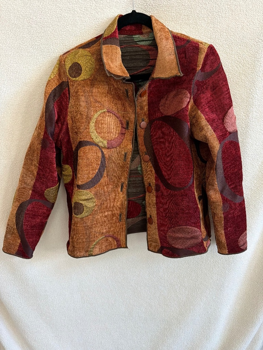 Winding River Reversible Jacquard Jacket Artisan SZ SMALL Boho Art-to-Wear